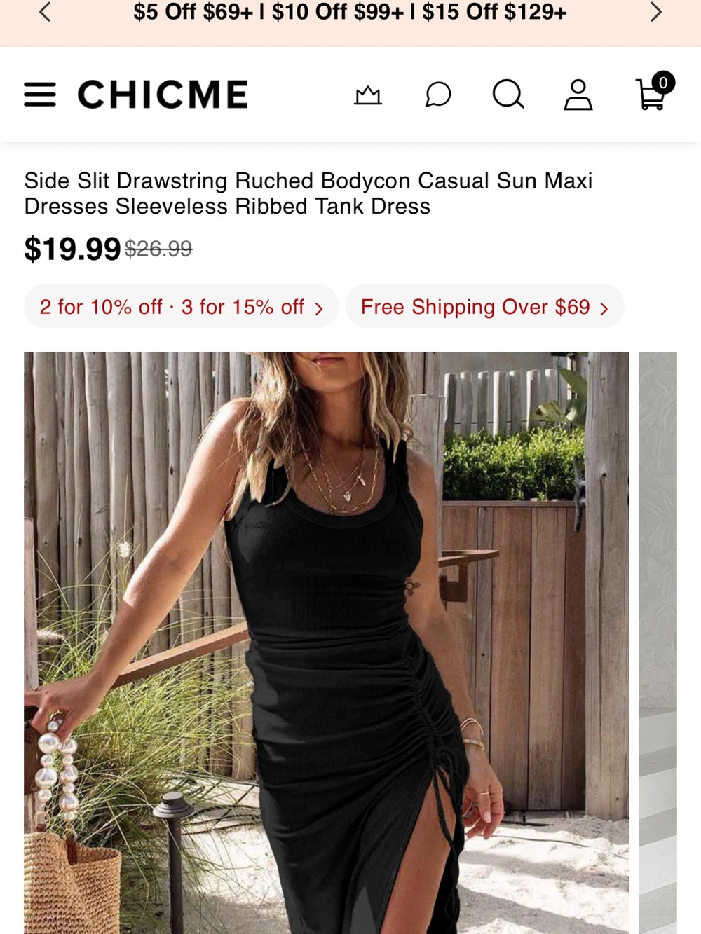 chic Black Ruched Maxi Tank Dress
